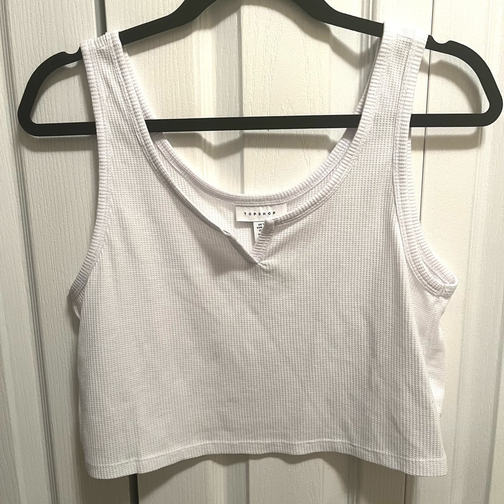 Topshop White Cropped Tank Top